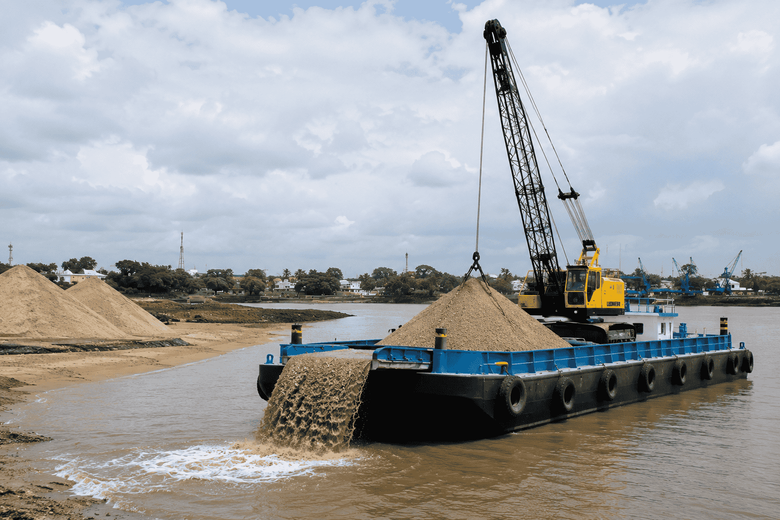 CSD discharging sand stockpile